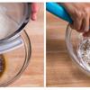 Làm vỏ bánh bao đậu đỏ: Sau đó, chế hỗn hợp bột baking powder vào hỗn hợp đường và khuấy đều. Tiếp đó rây bột bánh bao vào trộn đều bằng phới khoảng 1 - 2 phút đến khi thành khối bột mịn thì cho ra mặt phẳng có phủ một lớp bột áo. Nhào bột cho mềm mượt, mịn thì chia thành 12 phần bằng nhau. Để ủ bột khoảng 30 phút cho nở.