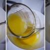 Đánh đều 4 lòng đỏ trứng với 35g đường, sau đó lần lượt cho sữa tươi và dầu ăn vào, vừa cho vừa đánh để hỗn hợp được hòa đều vào nhau. Sau đó, rây bột mì vào hỗn hợp lòng đỏ trứng.