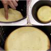 Chuẩn bị nồi cơm điện chống dính. Lót thêm lớp giấy nướng bánh xuống đáy nồi để khi bánh chín lấy ra dễ hơn. Bật nồi cơm điện cho nóng trước, quét bơ đun chảy vào xung quanh đáy nồi rồi cho hết hỗn hợp bột vào, bật chế độ nướng trong 40 phút là được.