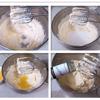 Cho bơ và kem phô mai vào âu khô, sạch, dùng máy đánh trứng đánh cho đến khi hòa quyện thì thêm đường vào, đánh cho đến khi chuyển màu sáng thì cho trứng đã đánh tan vào trộn đều (chia trứng làm 3 lần) rồi thêm rượu rum vào trộn đều.