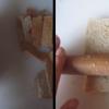 Cắt bỏ phần bìa bánh mì sandwich, rồi dùng cán cán mỏng. Quết khoai môn đều khắp một mặt bánh mì, sau đó lót một lớp phô mai lên trên.