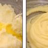 Để bơ mềm rồi đánh đều với đường. Sau đó, cho trứng và mật ong vào đánh tiếp.