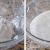 Cho bột mì, muối, đường trắng, men nở và 1/2 chén nước vào tô, trộn đều thành một khối bột mềm, mịn. Sau đó, bọc miệng tô lại bằng 1 lớp màng bọc thực phẩm, ủ khoảng 20 phút.