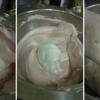 Bắc 1 nồi khác lên bếp cho 30gr đường còn lại cùng 1 ít nước nấu sôi thì cho kem whipping vào đánh bông lên đến nhiệt độ 117 độ C thì cho hỗn hợp dâu tây vào nấu cùng. Trộn thật đều và mịn rồi tắt bếp.