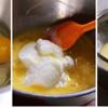 Đập trứng vào âu, đánh tan sau đó cho sữa đặc, đường, sữa chua, vani vào khuấy đều. Sau đó bạn lọc hỗn hợp qua rây.