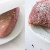 Rửa sạch thịt bò sau đó dùng khăn giấy thấm khô nước. Rắc muối và tiêu lên bề mặt thịt.