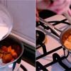 Cho nước cốt dừa pha loãng vào nồi, khuấy đều. Nước cốt dừa tăng thêm hương vị thơm ngon, béo ngậy cho món gà.