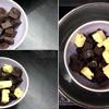 Cho bơ và chocolate vào chén xong bắp nồi nước lên bếp, cho chén hỗn hợp bơ chocolate vào và hấp cách thủy đến khi hỗn hợp tan chảy.