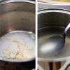 Đặt nồi nước rau câu lên bếp đun, vừa đun vừa khuấy đều theo 1 chiều cho rau câu và đường tan hết. Đun sôi 1 lúc thì tắt bếp. Nhấc xuống cho nước cốt chanh vào, khuấy đều lại. 