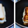 Trải bánh mì sandwich lên thớt, phết một lớp hỗn hợp thịt gà lên bánh rồi đặt một lát phô mai lên rồi đậy lại bằng một miếng bánh sandwich khác. Làm như vậy cho đến khi hết nguyên liệu. Tiếp đó cho bơ vào chảo ta chảy ở lửa thấp rồi cho bánh mì sandwich vào áp chảo mỗi mặt 2 - 3 phút cho chín vàng thì trở mặt và tiếp tục chiên 2 - 3  phút là được.