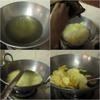 Cho dầu ăn vào chảo, chờ nóng thì dùng dao bào, bào mỏng từng lát khoai tây vào chảo dầu.