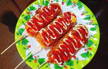 Hotdog phô mai kéo sợi Hàn Quốc