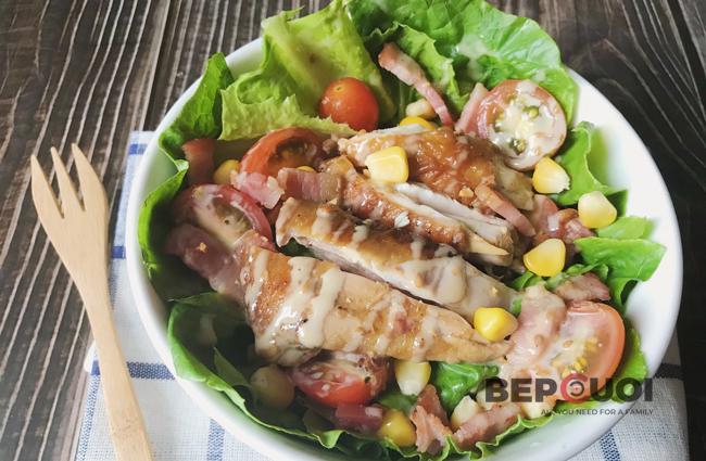 Salad gà và bacon - Eat clean