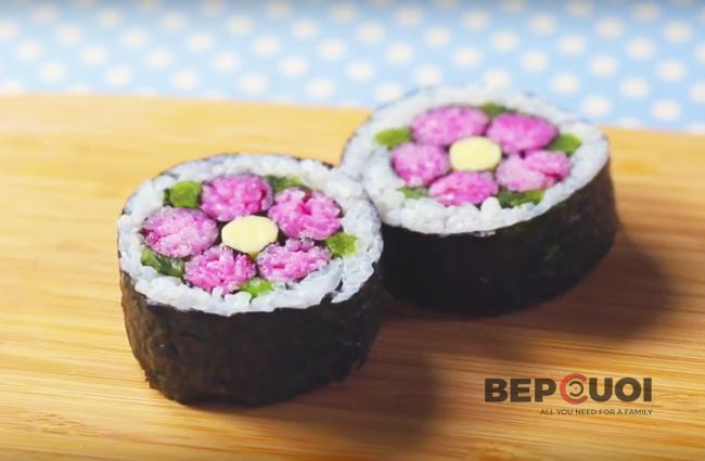 Trang trí Sushi hình hoa đào Nhật Bản - Ume Sushi Roll