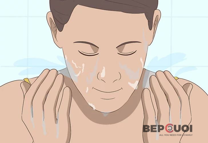 Trước khi xông hơi, bạn nên làm sạch toàn bộ khuôn mặt.