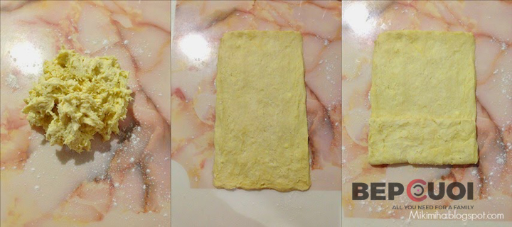 cán mỏng hốn hợp bơ với bột